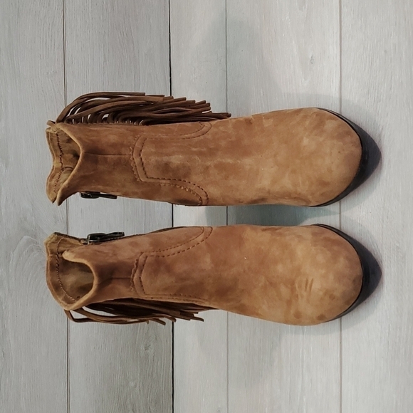 Sam Edelman Womens Louie Western Fringle Ankle Suede Booties shoes sz 8 - Picture 4 of 16